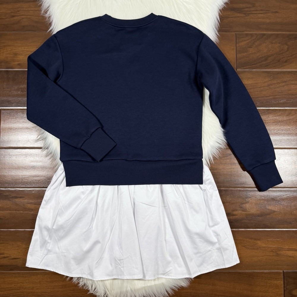 Addison Bay Size XS Navy Blue White Mixed Soft Luxe Harper Sweatshirt Dress - Picture 7 of 10